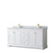 Wyndham Avery 72" Double Bathroom Vanity In White White Carrara Marble Countertop Undermount Square Sinks Brushed Gold Trims And No Mirror WCV232372DWGCMUNSMXX