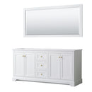 Wyndham Avery 72" Double Bathroom Vanity In White No Countertop No Sinks Brushed Gold Trims And 70" Mirror WCV232372DWGCXSXXM70