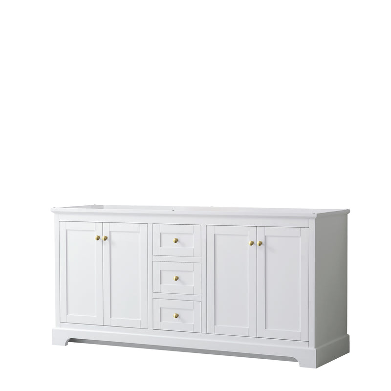 Wyndham Avery 72" Double Bathroom Vanity In White No Countertop No Sinks Brushed Gold Trims And No Mirror WCV232372DWGCXSXXMXX