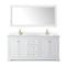 Wyndham Avery 72" Double Bathroom Vanity In White White Cultured Marble Countertop Undermount Square Sinks Brushed Gold Trims and No Mirror WCV232372DWGWCUNSMXX