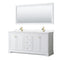 Wyndham Avery 72" Double Bathroom Vanity In White White Cultured Marble Countertop Undermount Square Sinks Brushed Gold Trims And 70" Mirror WCV232372DWGWCUNSM70