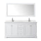 Wyndham Avery 72" Double Bathroom Vanity In White Light-Vein Carrara Cultured Marble Countertop Undermount Square Sinks and No Mirror WCV232372DWHC2UNSMXX