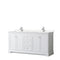 Wyndham Avery 72" Double Bathroom Vanity In White Light-Vein Carrara Cultured Marble Countertop Undermount Square Sinks And No Mirror WCV232372DWHC2UNSMXX