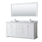 Wyndham Avery 72" Double Bathroom Vanity In White White Carrara Marble Countertop Undermount Square Sinks And 70" Mirror WCV232372DWHCMUNSM70