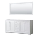 Wyndham Avery 72" Double Bathroom Vanity In White No Countertop No Sinks And 70" Mirror WCV232372DWHCXSXXM70