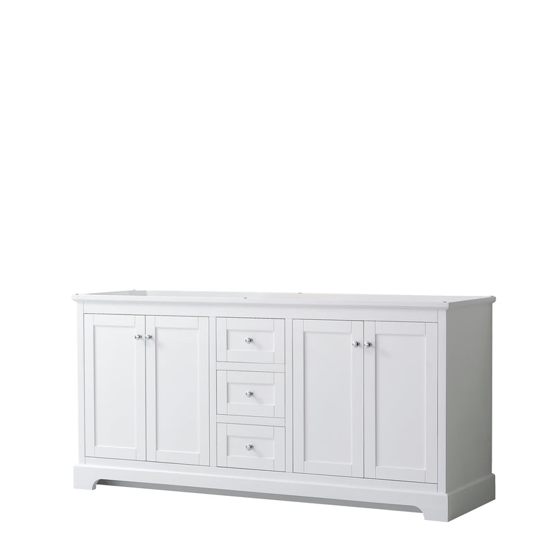 Wyndham Avery 72" Double Bathroom Vanity In White No Countertop No Sinks And No Mirror WCV232372DWHCXSXXMXX