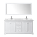 Wyndham Avery 72" Double Bathroom Vanity In White White Cultured Marble Countertop Undermount Square Sinks and No Mirror WCV232372DWHWCUNSMXX