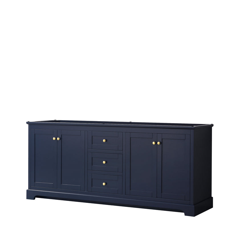 Wyndham Avery 80" Double Bathroom Vanity In Dark Blue No Countertop No Sinks And No Mirror WCV232380DBLCXSXXMXX