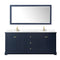 Wyndham Avery 80" Double Bathroom Vanity In Dark Blue White Cultured Marble Countertop Undermount Square Sinks and No Mirror WCV232380DBLWCUNSMXX