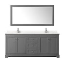 Wyndham Avery 80" Double Bathroom Vanity In Dark Gray Light-Vein Carrara Cultured Marble Countertop Undermount Square Sinks and 70" Mirror WCV232380DKGC2UNSM70