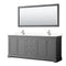 Wyndham Avery 80" Double Bathroom Vanity In Dark Gray Light-Vein Carrara Cultured Marble Countertop Undermount Square Sinks And 70" Mirror WCV232380DKGC2UNSM70