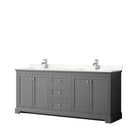 Wyndham Avery 80" Double Bathroom Vanity In Dark Gray Light-Vein Carrara Cultured Marble Countertop Undermount Square Sinks And No Mirror WCV232380DKGC2UNSMXX