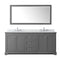 Wyndham Avery 80" Double Bathroom Vanity In Dark Gray White Carrara Marble Countertop Undermount Oval Sinks and 70" Mirror WCV232380DKGCMUNOM70