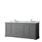 Wyndham Avery 80" Double Bathroom Vanity In Dark Gray White Carrara Marble Countertop Undermount Square Sinks And No Mirror WCV232380DKGCMUNSMXX