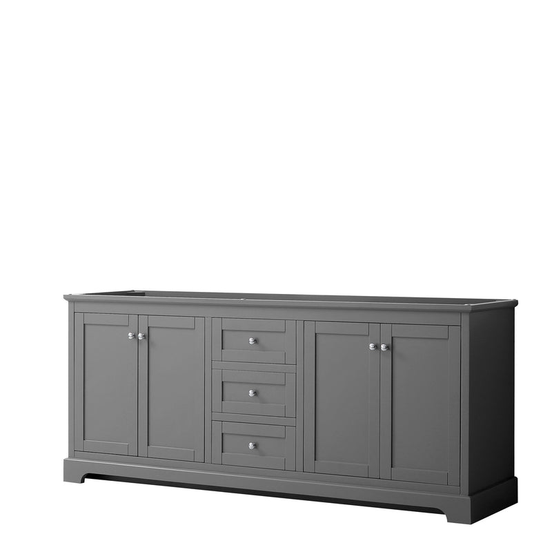 Wyndham Avery 80" Double Bathroom Vanity In Dark Gray No Countertop No Sinks And No Mirror WCV232380DKGCXSXXMXX