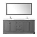 Wyndham Avery 80" Double Bathroom Vanity In Dark Gray White Cultured Marble Countertop Undermount Square Sinks and 70" Mirror WCV232380DKGWCUNSM70