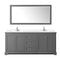 Wyndham Avery 80" Double Bathroom Vanity In Dark Gray White Cultured Marble Countertop Undermount Square Sinks and No Mirror WCV232380DKGWCUNSMXX