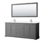 Wyndham Avery 80" Double Bathroom Vanity In Dark Gray White Cultured Marble Countertop Undermount Square Sinks And 70" Mirror WCV232380DKGWCUNSM70