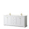 Wyndham Avery 80" Double Bathroom Vanity In White Light-Vein Carrara Cultured Marble Countertop Undermount Square Sinks Brushed Gold Trims And No Mirror WCV232380DWGC2UNSMXX