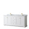 Wyndham Avery 80" Double Bathroom Vanity In White White Carrara Marble Countertop Undermount Square Sinks Brushed Gold Trims And No Mirror WCV232380DWGCMUNSMXX