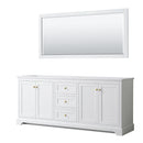 Wyndham Avery 80" Double Bathroom Vanity In White No Countertop No Sinks Brushed Gold Trims And 70" Mirror WCV232380DWGCXSXXM70