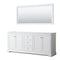 Wyndham Avery 80" Double Bathroom Vanity In White No Countertop No Sinks Brushed Gold Trims And 70" Mirror WCV232380DWGCXSXXM70