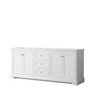 Wyndham Avery 80" Double Bathroom Vanity In White No Countertop No Sinks Brushed Gold Trims And No Mirror WCV232380DWGCXSXXMXX