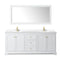 Wyndham Avery 80" Double Bathroom Vanity In White White Cultured Marble Countertop Undermount Square Sinks Brushed Gold Trims and 70" Mirror WCV232380DWGWCUNSM70