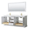 Wyndham Avery 80" Double Bathroom Vanity In White White Cultured Marble Countertop Undermount Square Sinks Brushed Gold Trims and 70" Mirror WCV232380DWGWCUNSM70