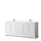 Wyndham Avery 80" Double Bathroom Vanity In White White Cultured Marble Countertop Undermount Square Sinks Brushed Gold Trims And No Mirror WCV232380DWGWCUNSMXX