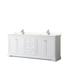 Wyndham Avery 80" Double Bathroom Vanity In White Light-Vein Carrara Cultured Marble Countertop Undermount Square Sinks And No Mirror WCV232380DWHC2UNSMXX