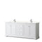 Wyndham Avery 80" Double Bathroom Vanity In White Light-Vein Carrara Cultured Marble Countertop Undermount Square Sinks And No Mirror WCV232380DWHC2UNSMXX