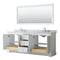 Wyndham Avery 80" Double Bathroom Vanity In White White Carrara Marble Countertop Undermount Oval Sinks and 70" Mirror WCV232380DWHCMUNOM70