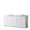 Wyndham Avery 80" Double Bathroom Vanity In White White Carrara Marble Countertop Undermount Oval Sinks And No Mirror WCV232380DWHCMUNOMXX