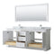 Wyndham Avery 80" Double Bathroom Vanity In White White Carrara Marble Countertop Undermount Square Sinks and 70" Mirror WCV232380DWHCMUNSM70