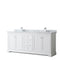 Wyndham Avery 80" Double Bathroom Vanity In White White Carrara Marble Countertop Undermount Square Sinks And No Mirror WCV232380DWHCMUNSMXX