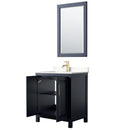 Wyndham Daria 30" Single Bathroom Vanity In Dark Blue Light-Vein Carrara Cultured Marble Countertop Undermount Square Sink and 24" Mirror WCV252530SBLC2UNSM24