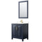 Wyndham Daria 30" Single Bathroom Vanity In Dark Blue Light-Vein Carrara Cultured Marble Countertop Undermount Square Sink And 24" Mirror WCV252530SBLC2UNSM24