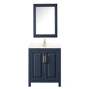 Wyndham Daria 30" Single Bathroom Vanity In Dark Blue Light-Vein Carrara Cultured Marble Countertop Undermount Square Sink and Medicine Cabinet WCV252530SBLC2UNSMED