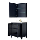 Wyndham Daria 30" Single Bathroom Vanity In Dark Blue Light-Vein Carrara Cultured Marble Countertop Undermount Square Sink and Medicine Cabinet WCV252530SBLC2UNSMED