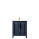 Wyndham Daria 30" Single Bathroom Vanity In Dark Blue Light-Vein Carrara Cultured Marble Countertop Undermount Square Sink and No Mirror WCV252530SBLC2UNSMXX