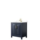 Wyndham Daria 30" Single Bathroom Vanity In Dark Blue Light-Vein Carrara Cultured Marble Countertop Undermount Square Sink And No Mirror WCV252530SBLC2UNSMXX