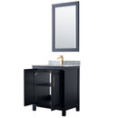 Wyndham Daria 30" Single Bathroom Vanity In Dark Blue White Carrara Marble Countertop Undermount Square Sink and 24" Mirror WCV252530SBLCMUNSM24