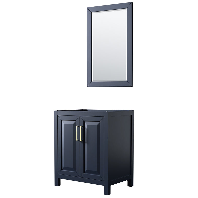 Wyndham Daria 30" Single Bathroom Vanity In Dark Blue No Countertop No Sink And 24" Mirror WCV252530SBLCXSXXM24