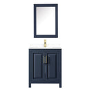 Wyndham Daria 30" Single Bathroom Vanity In Dark Blue White Cultured Marble Countertop Undermount Square Sink and Medicine Cabinet WCV252530SBLWCUNSMED