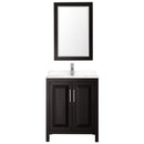 Wyndham Daria 30" Single Bathroom Vanity In Dark Espresso Light-Vein Carrara Cultured Marble Countertop Undermount Square Sink and 24" Mirror WCV252530SDEC2UNSM24