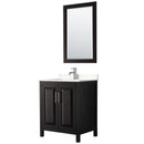 Wyndham Daria 30" Single Bathroom Vanity In Dark Espresso Light-Vein Carrara Cultured Marble Countertop Undermount Square Sink And 24" Mirror WCV252530SDEC2UNSM24