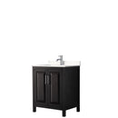 Wyndham Daria 30" Single Bathroom Vanity In Dark Espresso Light-Vein Carrara Cultured Marble Countertop Undermount Square Sink And No Mirror WCV252530SDEC2UNSMXX