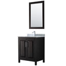 Wyndham Daria 30" Single Bathroom Vanity In Dark Espresso White Carrara Marble Countertop Undermount Square Sink And 24" Mirror WCV252530SDECMUNSM24