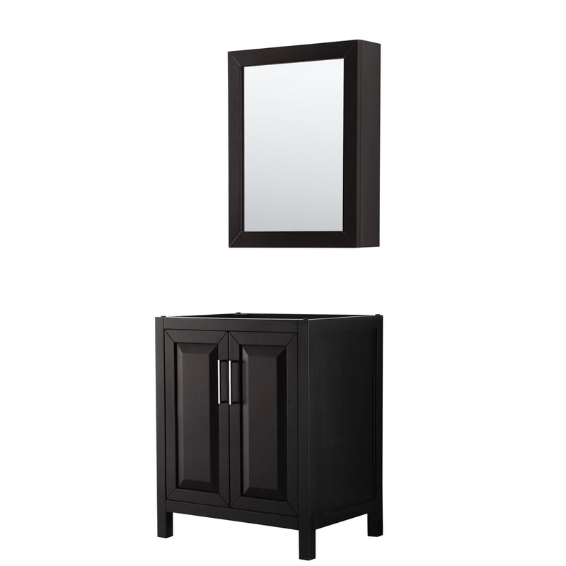 Wyndham Daria 30" Single Bathroom Vanity In Dark Espresso No Countertop No Sink And Medicine Cabinet WCV252530SDECXSXXMED